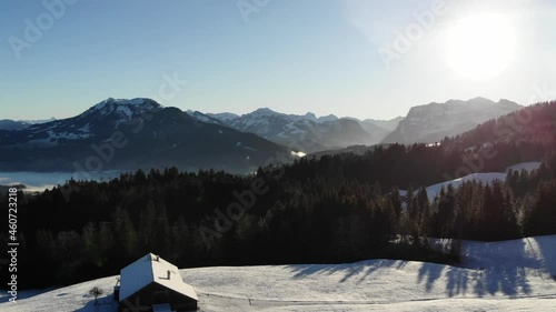 amazing winter landscape in Bregenzerwald, Vorararlberg, Austria. photo