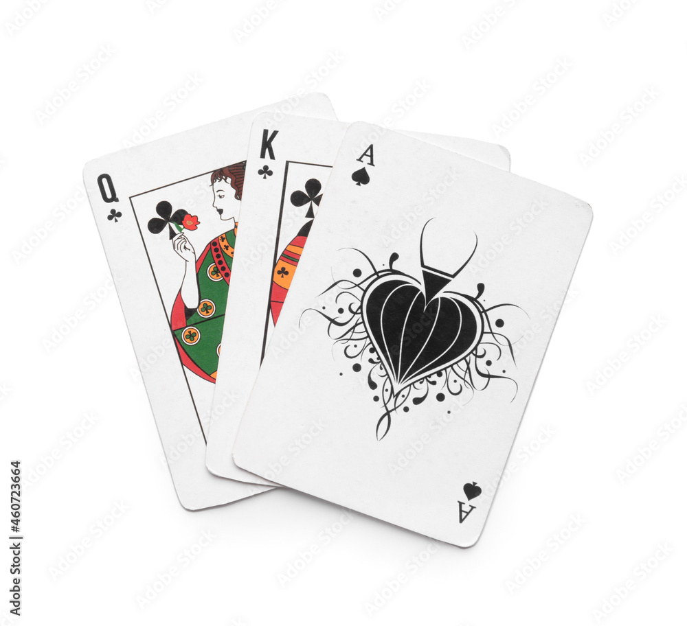 Obraz premium Cards for playing poker on white background