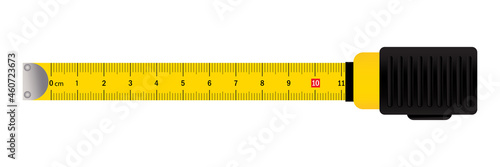 Carpenter measuring tape. Repair concept. Units scale. Isolated icon. Vector illustration. Stock image.  photo