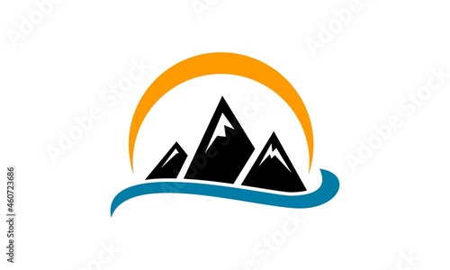 island beach mountain vector design