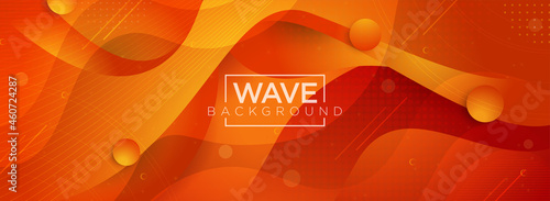 Abstract 3d Waves Fluid Orange Background Design. Modern Dynamic Gradient Style. Usable for Background, Wallpaper, Banner, Poster, Brochure, Card, Web, Presentation. 