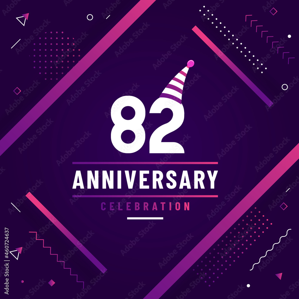 Fototapeta premium 82 years anniversary greetings card, 82 anniversary celebration background free colorful vector.