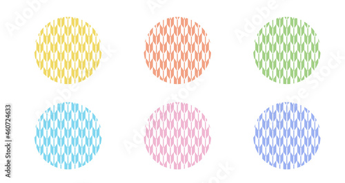 ６色の和柄の丸い背景イラストセット © ashiko
