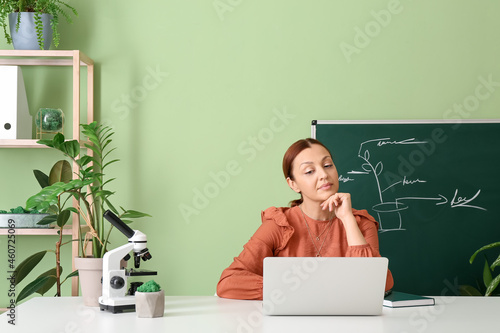 Teacher conducting biology ...