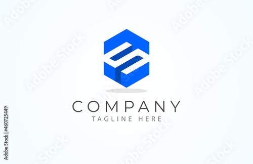 Initial S Hexagonal Logo. letter s negative space formed from two arrows in a hexagonal shape, Usable for Brand, Media, logistic and technology Logos, Flat Design Logo Template 