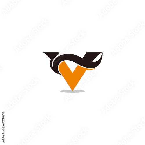 letter v black hair barbershop symbol logo vector