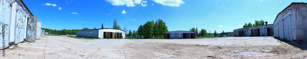 panorama of abandoned warehouses on the territory panorama of abandoned warehouses on the territory