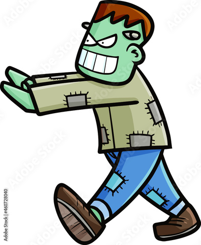 Funny frankenstein walking like zombie on Halloween