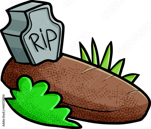 Funny tomb in the graveyard in cartoon style