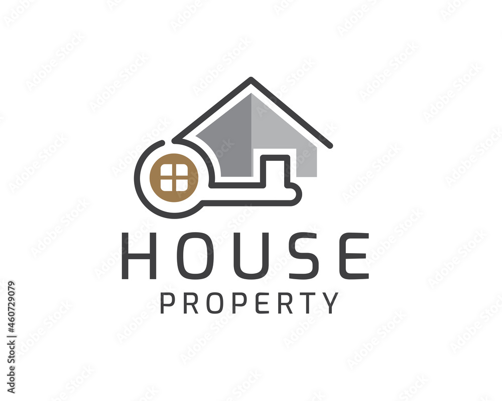 modern key house home property line art logo template illustration modern key house home property line art logo template illustration