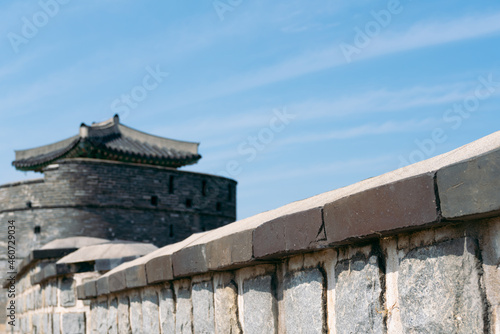 Hwaseong Fortress Korean traditional architecture in Suwon, korea © Sanga