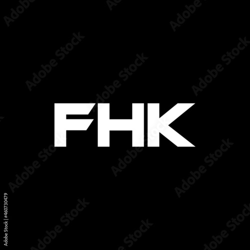 FHK letter logo design with black background in illustrator, vector logo modern alphabet font overlap style. calligraphy designs for logo, Poster, Invitation, etc.