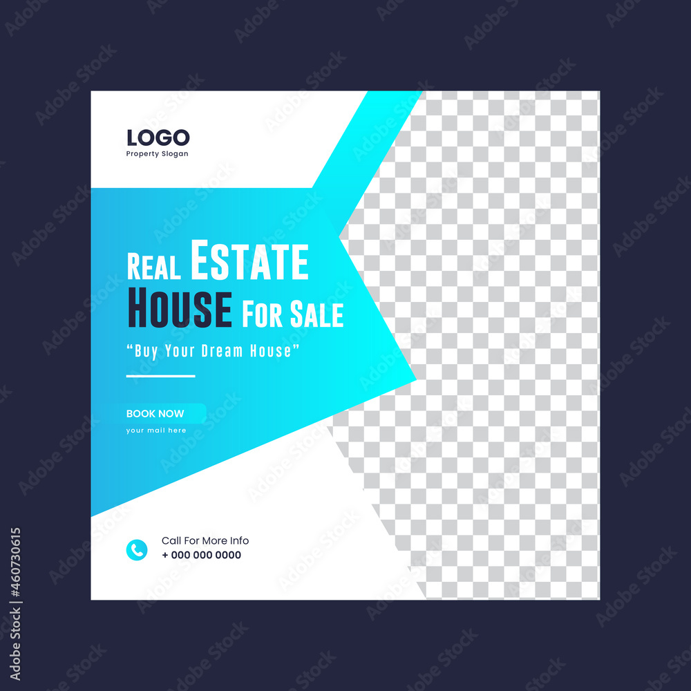 Real Estate Social Media Post Template, home sale web banner design