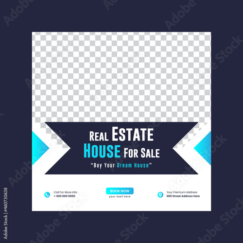 Real Estate Social Media Post Template, home sale web banner design