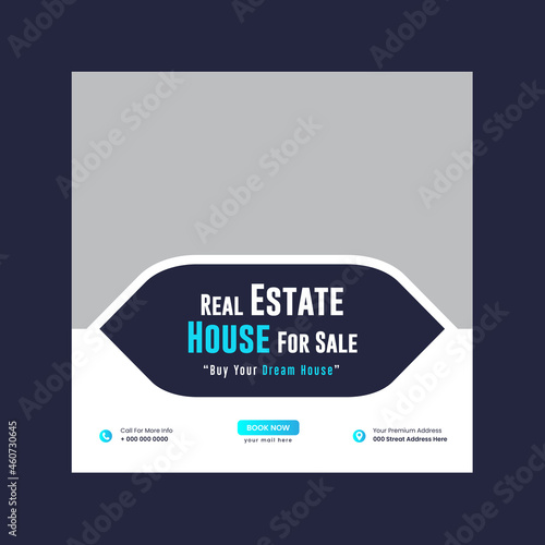 Real Estate Social Media Post Template, home sale web banner design