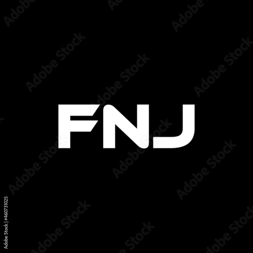 FNJ letter logo design with black background in illustrator, vector logo modern alphabet font overlap style. calligraphy designs for logo, Poster, Invitation, etc.