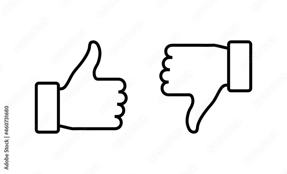 Like and dislike icons set. Thumbs up and thumbs down sign and symbol. Like and dislike icons set. Thumbs up and thumbs down sign and symbol.