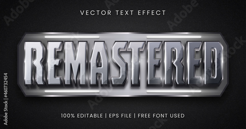Remastered text, silver metallic editable text effect style