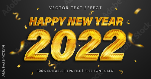 Happy new year 2022 editable text effect