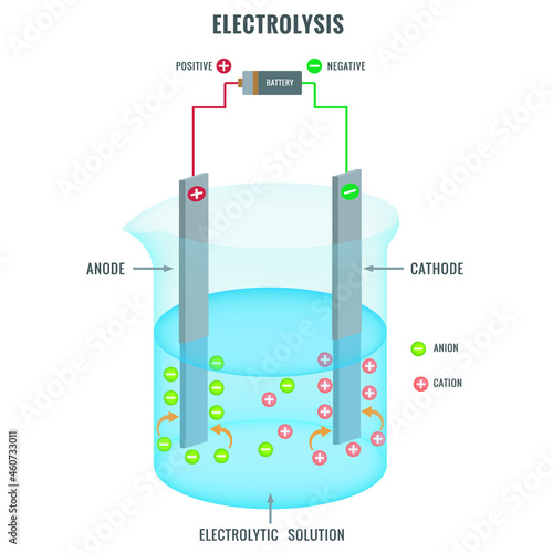 Electrolysis of electrolyte solution in electrochemistry