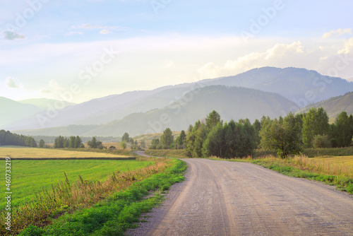 Gravel road in a mountain valley