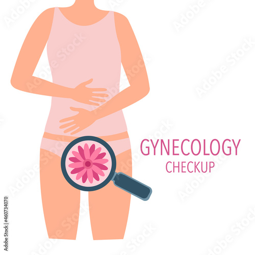 Gynecology checkup concept vector illustration on white background. Vaginal examination.