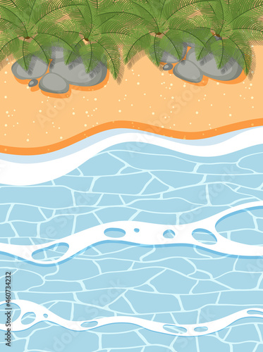 Top view of sand and sea wave landscape