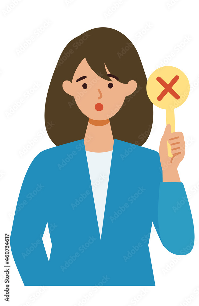BusinessWoman cartoon character. People face profiles avatars and icons. Close up image of Woman having warning expression . BusinessWoman cartoon character. People face profiles avatars and icons. Close up image of Woman having warning expression .