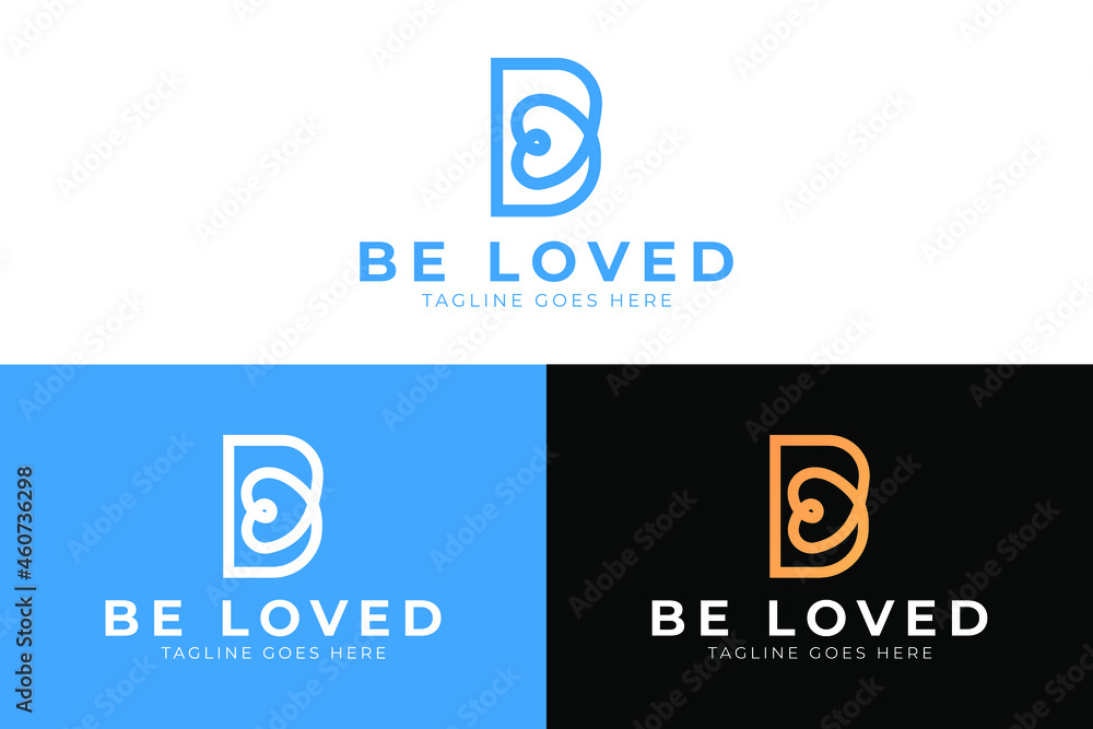 Be Loved Logo Design. Unique logo design with letter B concept with Love Be Loved Logo Design. Unique logo design with letter B concept with Love