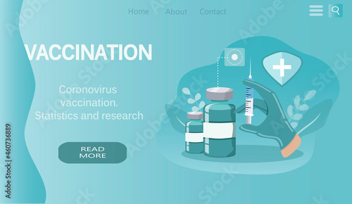 vector hand drawn illustration - coronavirus (sars - covid -19) antiviral vaccine. vials and syringe with vaccine. banner for websites and applications, illustration for magazines