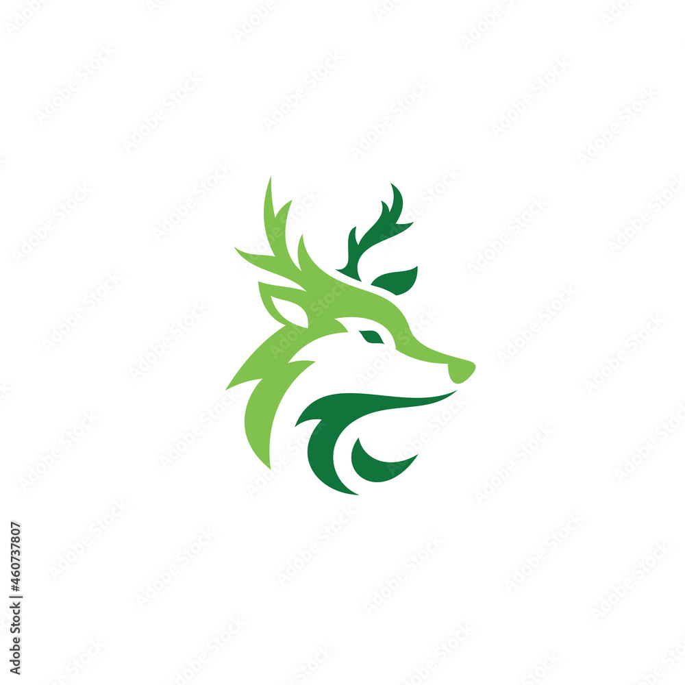 Deer Stag Buck Antler Head Vector logo Design