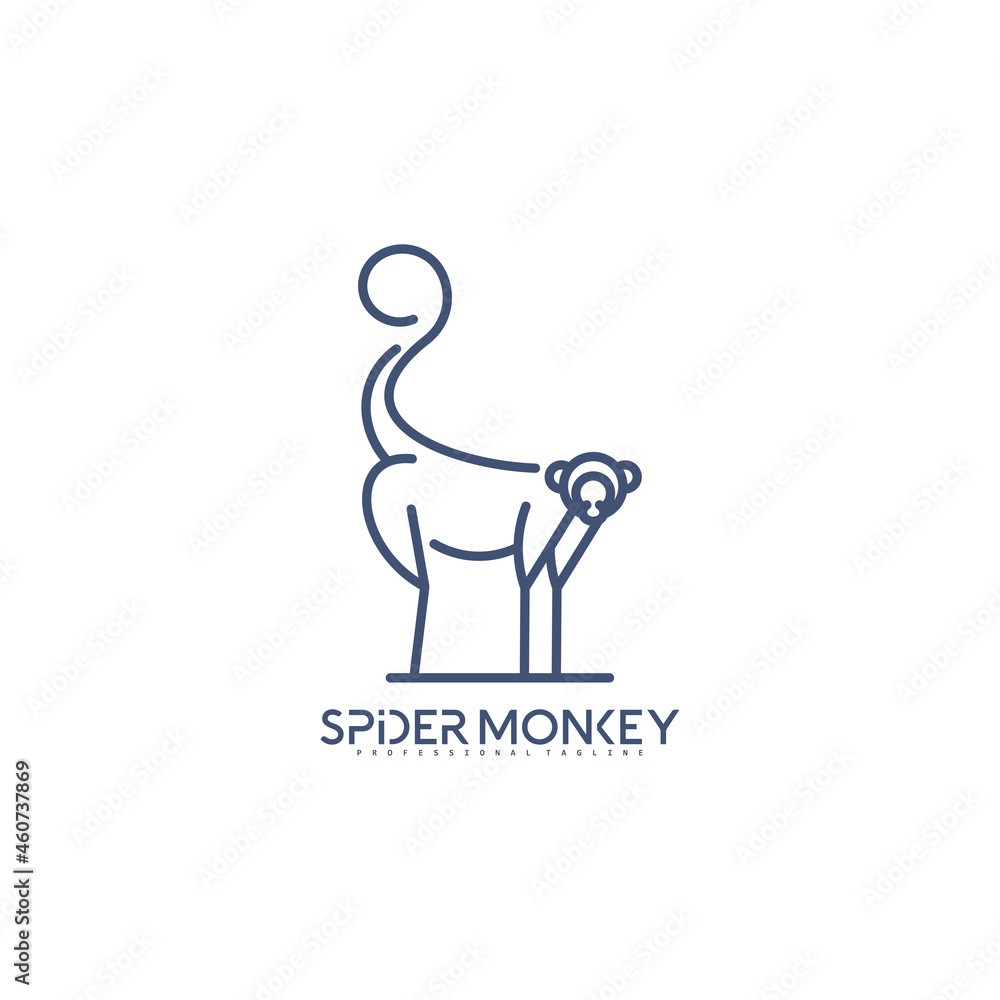 Spider monkey logo line vector illustration design. Creative design Spider monkey logo line vector illustration design. Creative design
