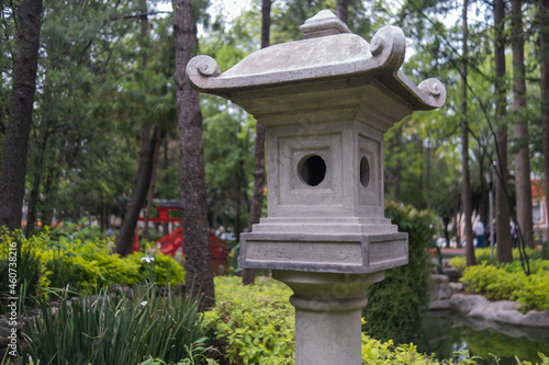 Traditional Japanese stone sculpture in Masayoshi Ohira Park