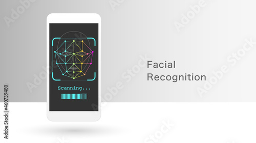 Facial Recognition. Biometric authentication concept.