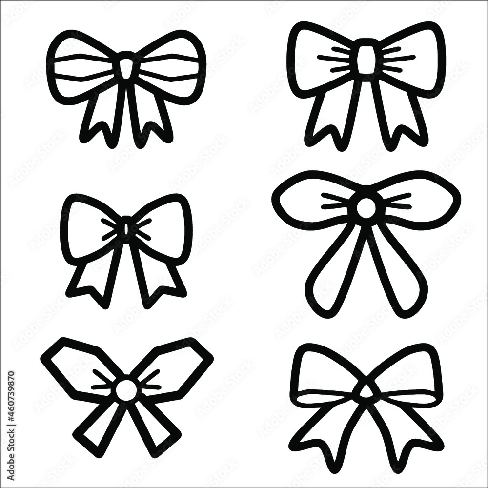 set of graphic decorative bow. Vector illustration set of graphic decorative bow. Vector illustration