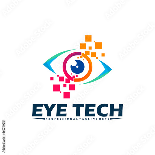 Eye tech logo premium vector illustration design template. Creative design colorful