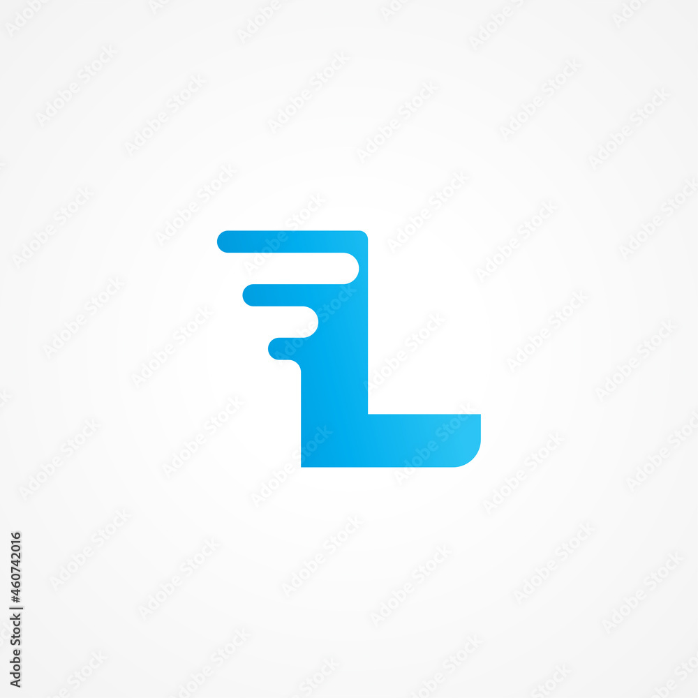 Vector illustration of letter L streaking with fluid effect. Initial ...