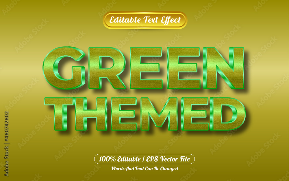 Editable text effect green themd gold style
