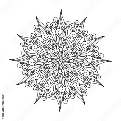 Coloring book for adult. Star, Mandala. Hand drawn Coloring page with tribal pattern.