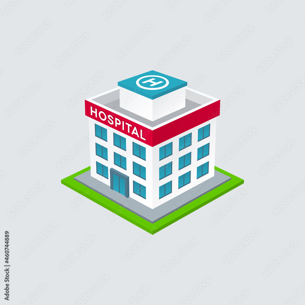 Isometric Hospital Building Vector Design Isometric Hospital Building Vector Design