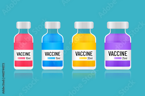Transparent Vaccine Bottles Icon Set