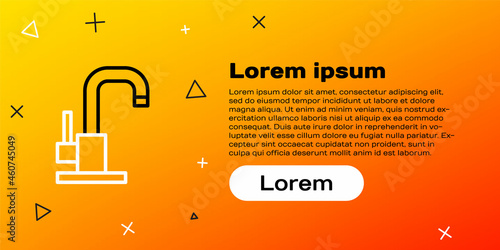 Line Water tap icon isolated on yellow background. Colorful outline concept. Vector