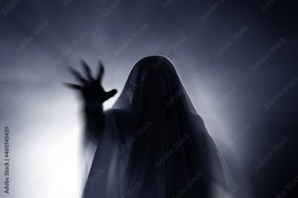 Scary ghost in dark, spooky halloween night Scary ghost in dark, spooky halloween night
