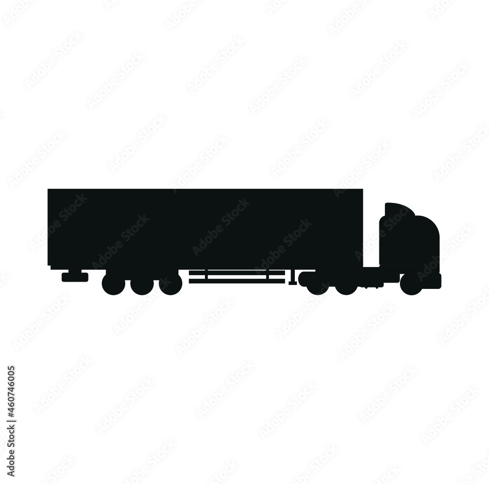 trailer truck with container, on white background