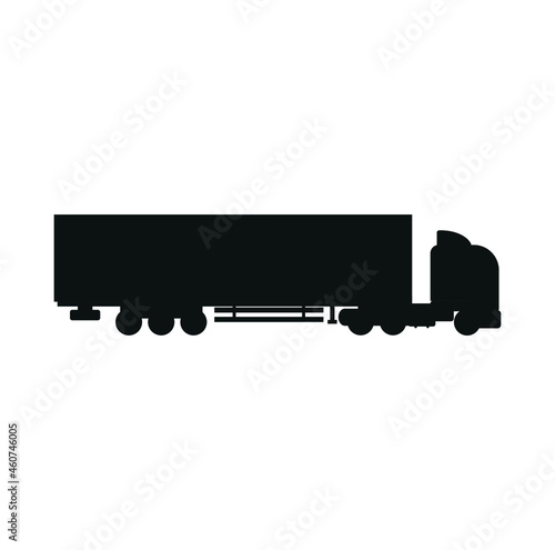 trailer truck with container, on white background