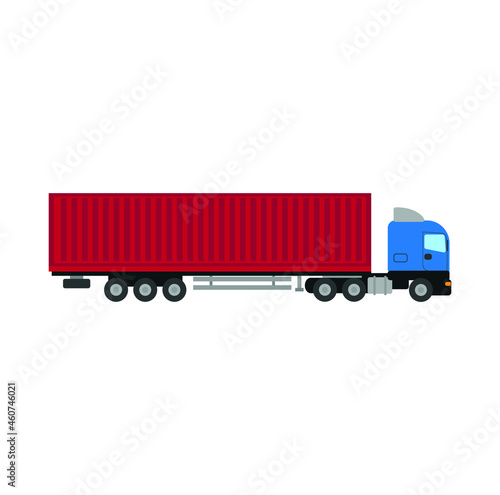 Obraz na płótnie trailer truck with container, on white background w salonie