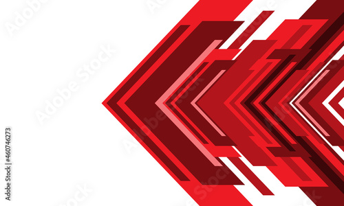 Abstract red arrow geometric direction on white with blank space design modern futuristic creative background vector
