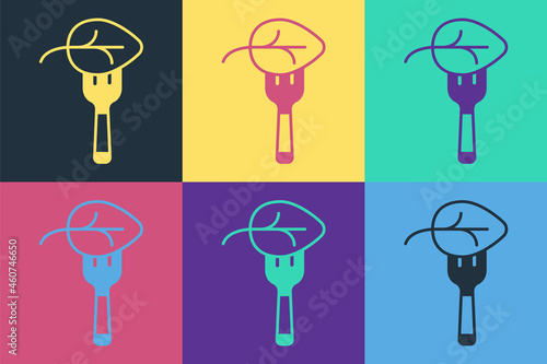 Pop art Vegan food diet icon isolated Pop art background. Organic, bio, eco symbol. Vegan, no meat, lactose free, healthy, fresh and nonviolent food. Vector