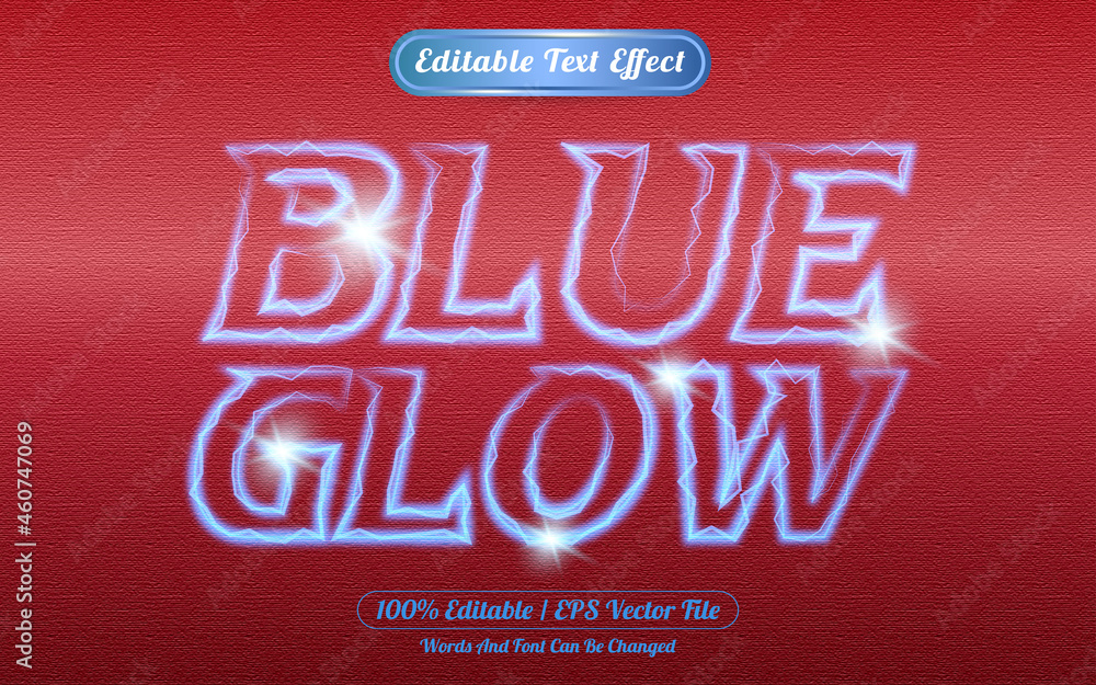Blue glow editable text effect light themed