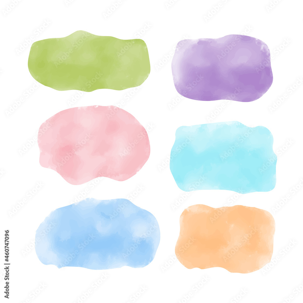 Set of abstract watercolor stains. Colored spots of paint, gouache isolated on the background. Vector illustration